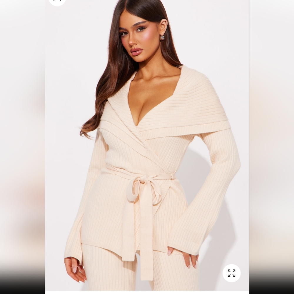 Cream Sweater Pant Set